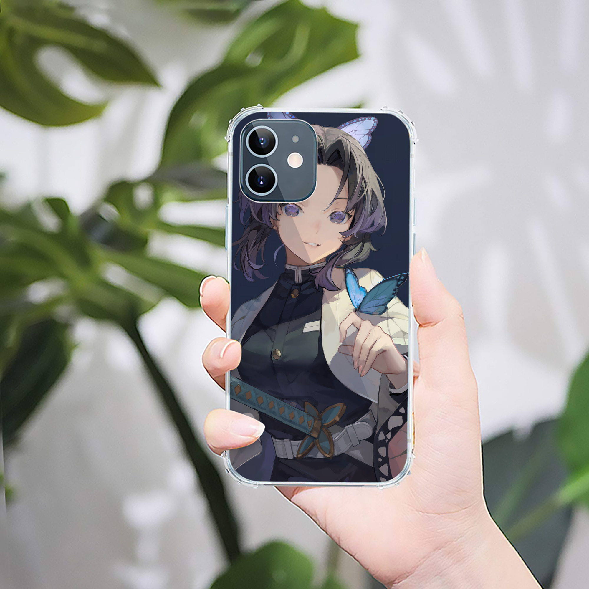 （画像用） 鬼滅の刃（きめつのやいば）蟲柱-胡蝶 しのぶ／こちょう しのぶ Kochou Shinobu 【iPhone 12シリーズ対応】透明スマホケース（クリアソフトケース）